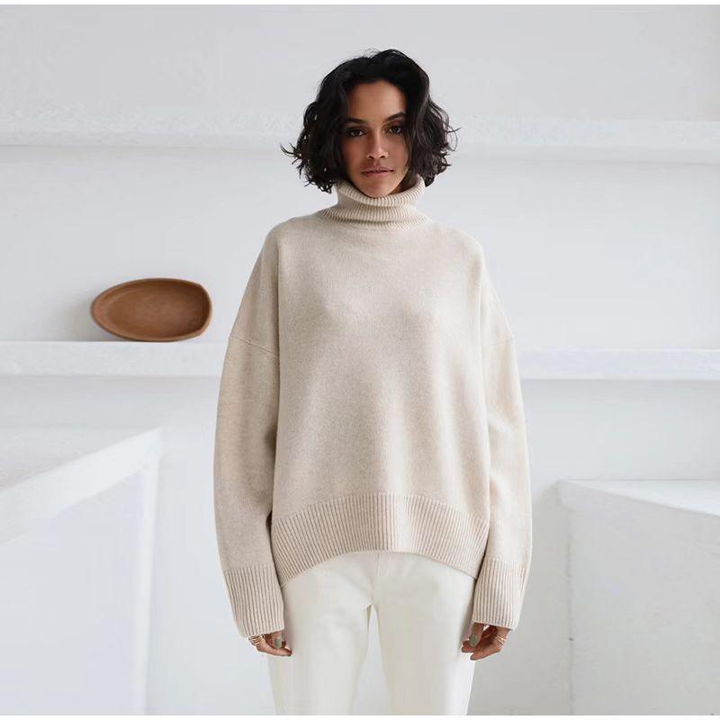 Ladies Solid Color Turtleneck Knit Sweater W003 - SWEETKAMA