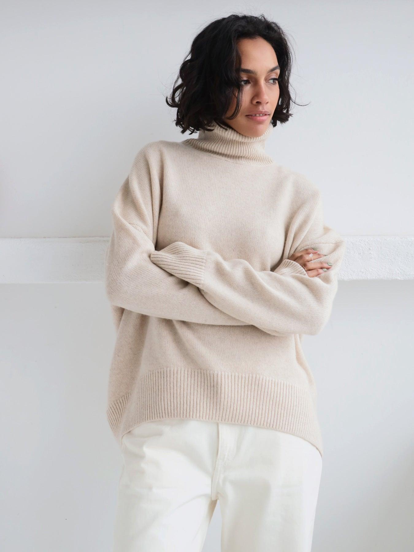 Ladies Solid Color Turtleneck Knit Sweater W003 - SWEETKAMA
