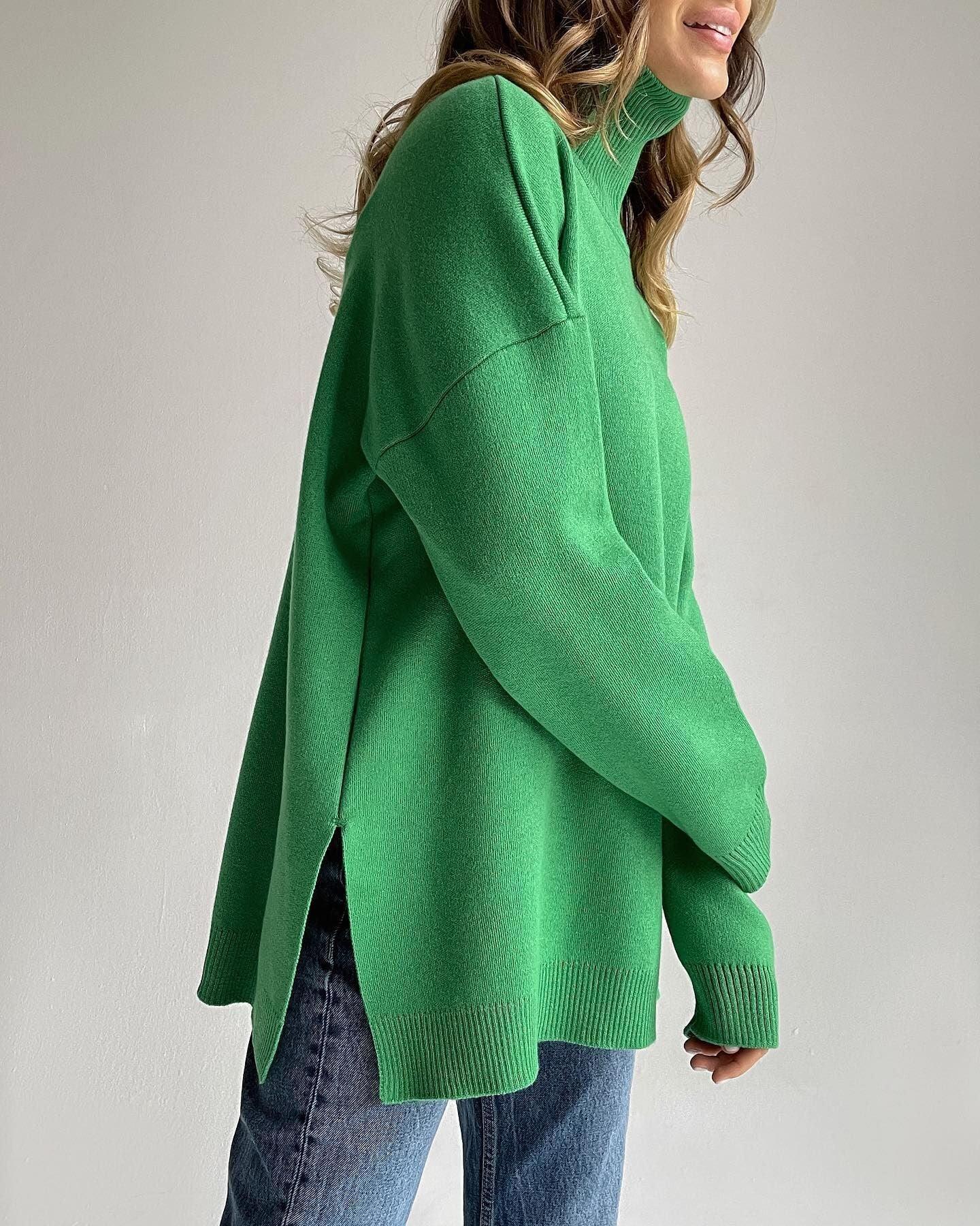 Ladies Solid Color Turtleneck Knit Sweater W013 - SWEETKAMA