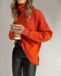 Ladies Solid Color Turtleneck Knit Sweater W013 - SWEETKAMA
