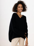 Ladies Solid Color V Neck Knit Sweater 015 - SWEETKAMA