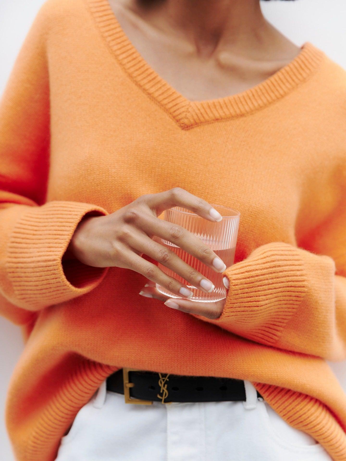 Ladies Solid Color V Neck Knit Sweater 015 - SWEETKAMA