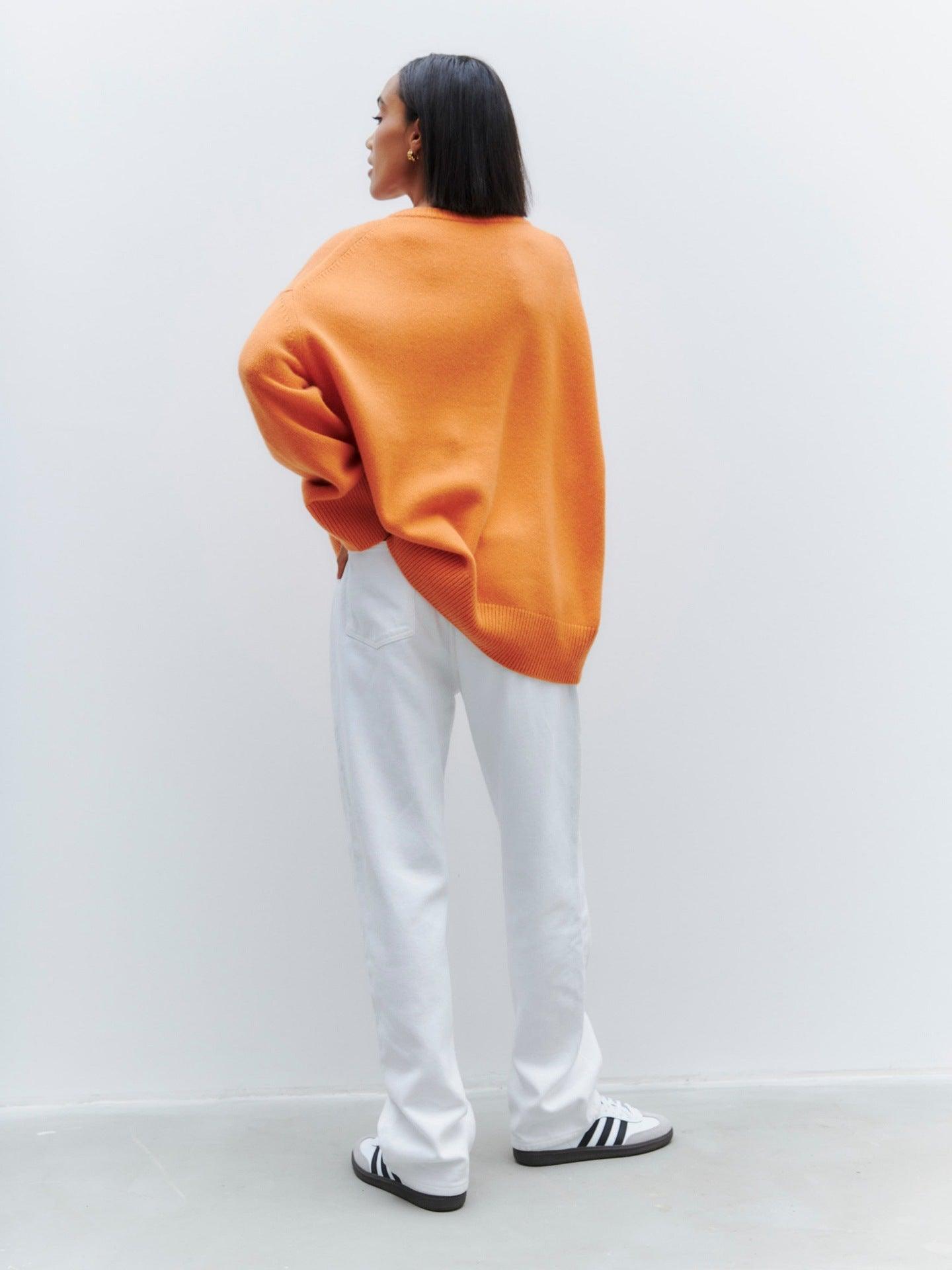 Ladies Solid Color V Neck Knit Sweater 015 - SWEETKAMA