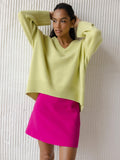 Ladies Solid Color V Neck Knit Sweater 015 - SWEETKAMA