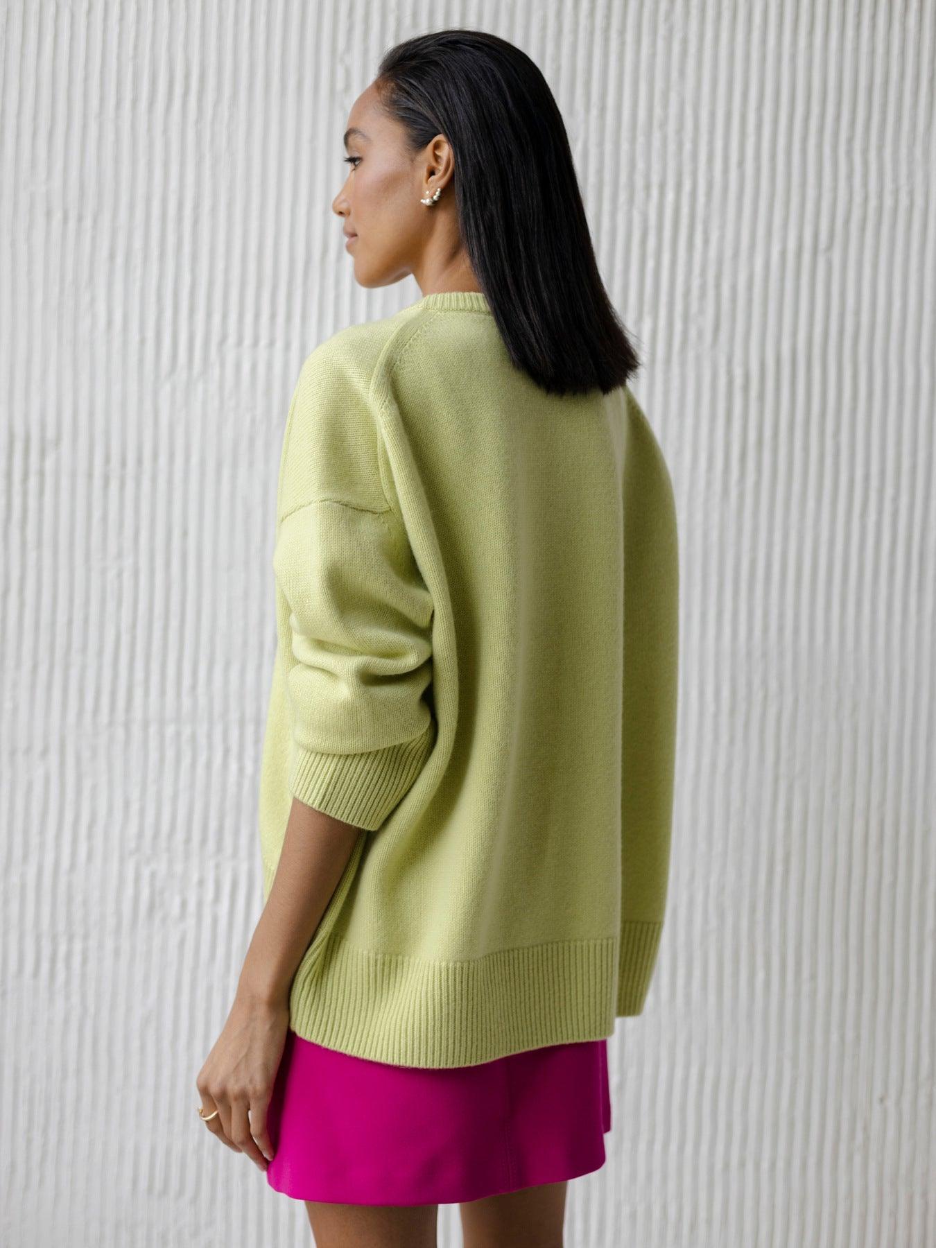 Ladies Solid Color V Neck Knit Sweater 015 - SWEETKAMA
