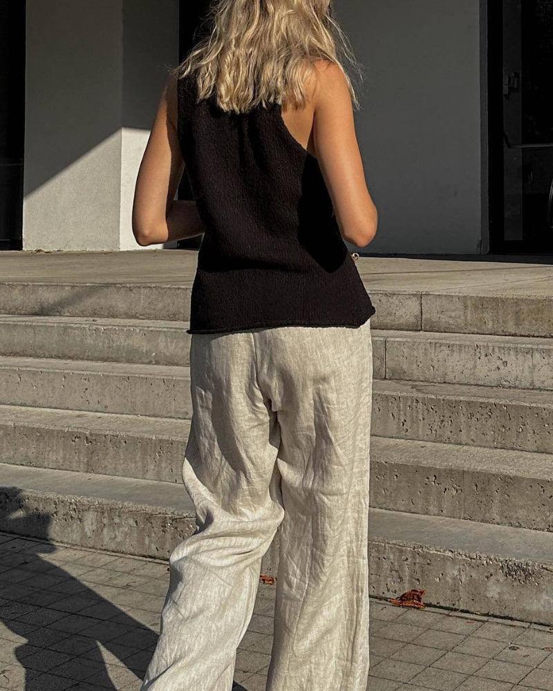 Ladies Solid Color V Neck Knit Vest 0618# - SWEETKAMA