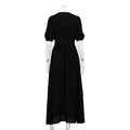 Ladies Solid Color V-Neck Open Casual Dress 764773101554 - SWEETKAMA