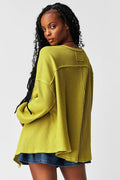Ladies Solid Color V-neck Slouchy Tee 0124 - SWEETKAMA