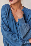 Ladies Solid Color V-neck Slouchy Tee 0124 - SWEETKAMA