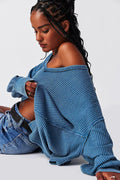 Ladies Solid Color V-neck Slouchy Tee 0124 - SWEETKAMA