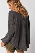 Ladies Solid Color V-neck Slouchy Tee 0124 - SWEETKAMA