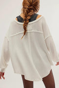Ladies Solid Color V-neck Slouchy Tee 0124 - SWEETKAMA