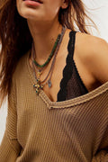 Ladies Solid Color V-neck Slouchy Tee 0124 - SWEETKAMA