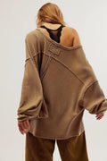 Ladies Solid Color V-neck Slouchy Tee 0124 - SWEETKAMA