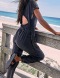 Ladies Solid Color V-Neckline Pockets Jumpsuit SKJ377 - SWEETKAMA