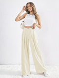 Ladies Solid Color Wide Leg Suit Pants 666666 - SWEETKAMA