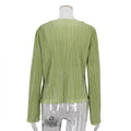Ladies Solid Color Wrinkle Casual Lace Shirt SY10133T - SWEETKAMA
