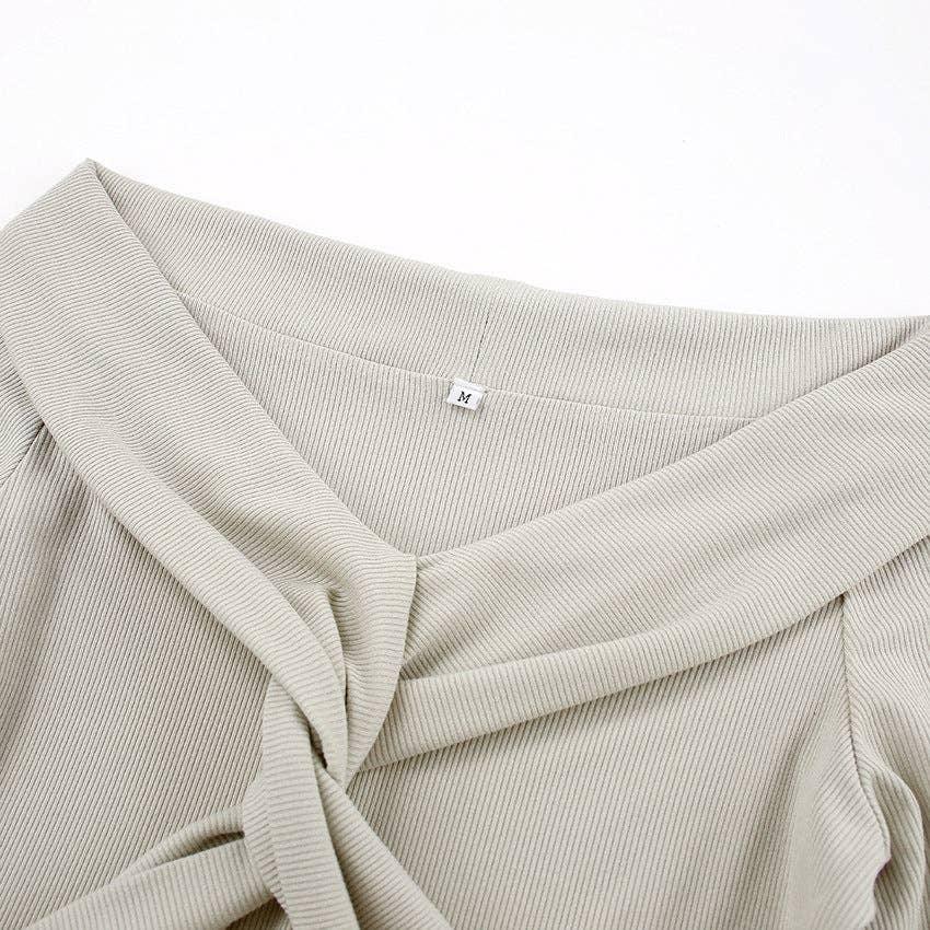 Ladies Solid Cross Off Shoulder Slim Fit Top TX7037 - SWEETKAMA