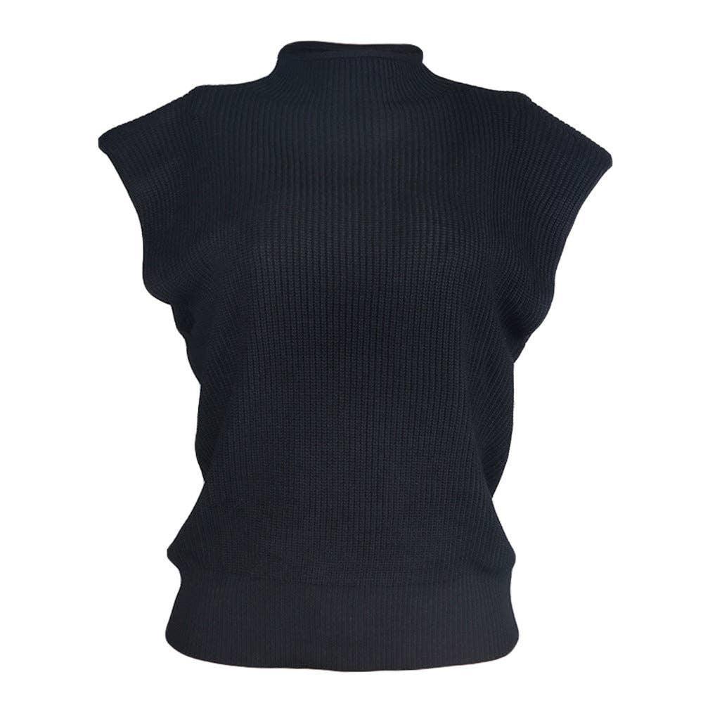 Ladies Solid High Neck Sleeveless Sweater Top LH0460 - SWEETKAMA