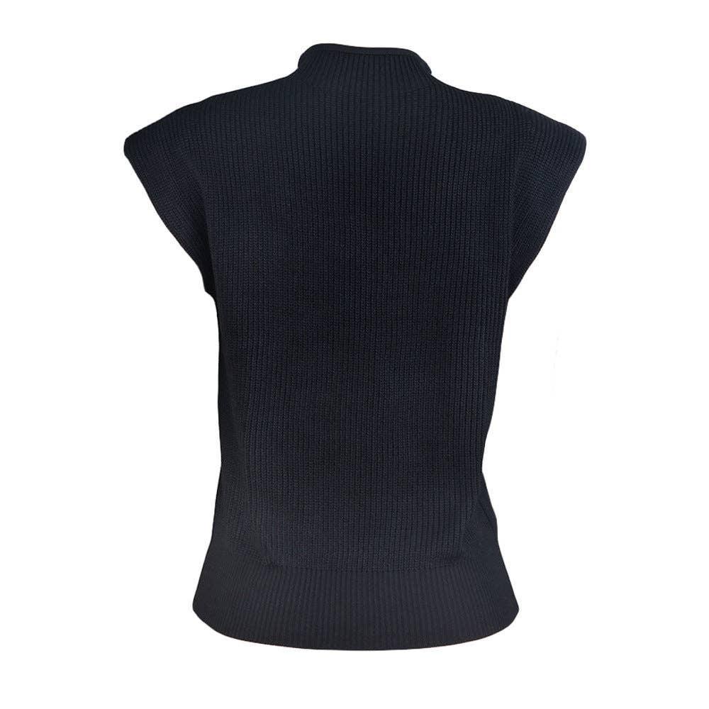 Ladies Solid High Neck Sleeveless Sweater Top LH0460 - SWEETKAMA