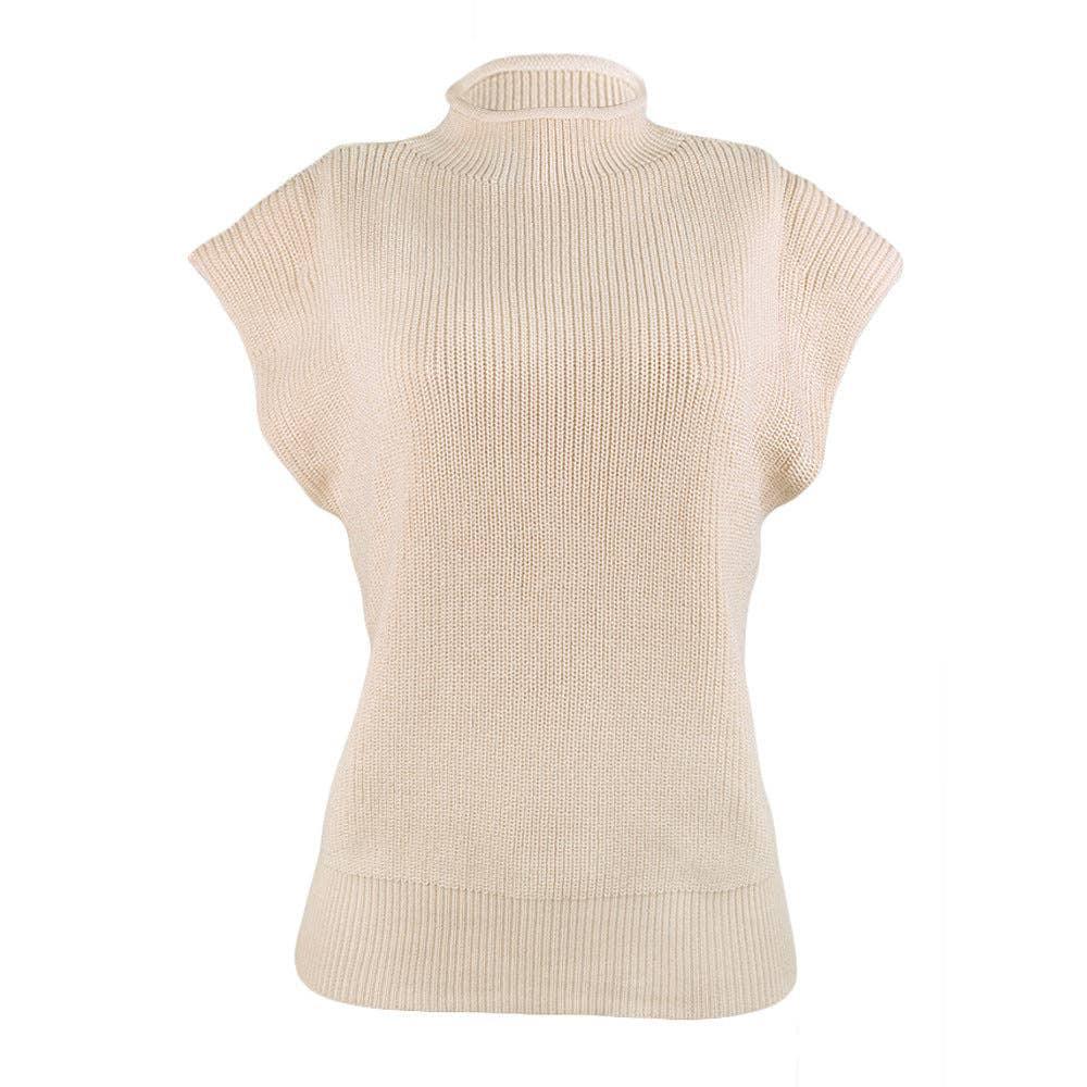 Ladies Solid High Neck Sleeveless Sweater Top LH0460 - SWEETKAMA