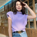 Ladies Solid High Neck Sleeveless Sweater Top LH0460 - SWEETKAMA