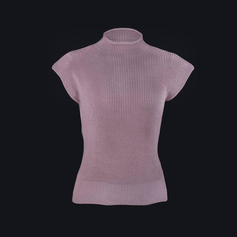 Ladies Solid High Neck Sleeveless Sweater Top LH0460 - SWEETKAMA