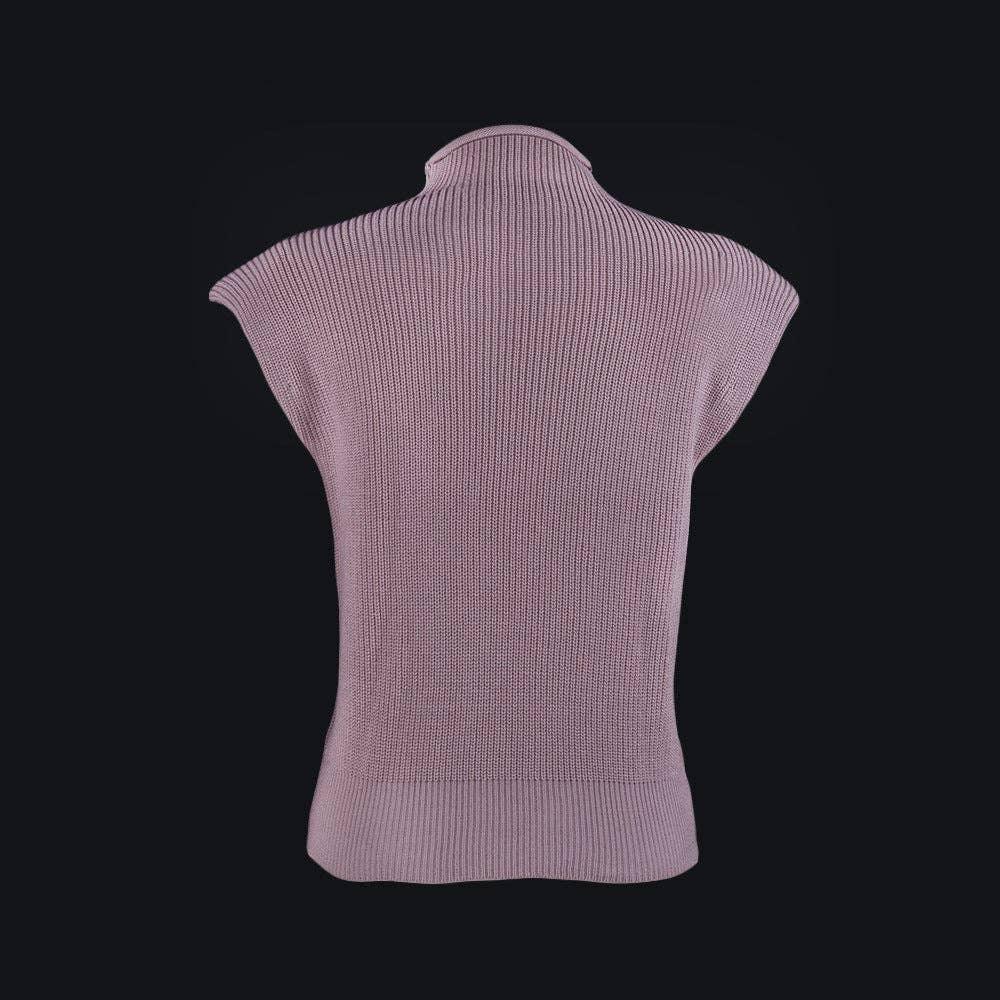 Ladies Solid High Neck Sleeveless Sweater Top LH0460 - SWEETKAMA