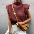 Ladies Solid High Neck Sleeveless Sweater Top LH0460 - SWEETKAMA