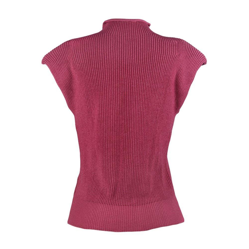 Ladies Solid High Neck Sleeveless Sweater Top LH0460 - SWEETKAMA