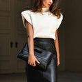 Ladies Solid High Neck Sleeveless Sweater Top LH0460 - SWEETKAMA