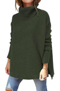 Ladies Solid Long Sleeves Mock Neck Loose Top YL1553 - SWEETKAMA