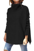 Ladies Solid Long Sleeves Mock Neck Loose Top YL1553 - SWEETKAMA