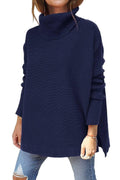 Ladies Solid Long Sleeves Mock Neck Loose Top YL1553 - SWEETKAMA