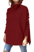 Ladies Solid Long Sleeves Mock Neck Loose Top YL1553 - SWEETKAMA