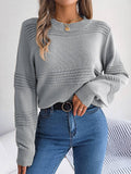 Ladies Solid Long Sleeves Round Neck Knit Top 2117 - SWEETKAMA