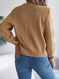 Ladies Solid Long Sleeves Round Neck Knit Top 2117 - SWEETKAMA