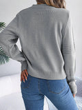 Ladies Solid Long Sleeves Round Neck Knit Top 2117 - SWEETKAMA