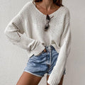 Ladies Solid Long Sleeves Round Neck Sweater F-80210 - SWEETKAMA