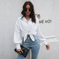 Ladies Solid Long Sleeves Turn-Down Collar Top 2017YT - SWEETKAMA