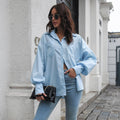 Ladies Solid Long Sleeves Turn-Down Collar Top 2017YT - SWEETKAMA