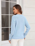 Ladies Solid Long Sleeves V-Neck Sweater T9240 - SWEETKAMA