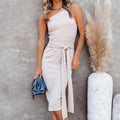 Ladies Solid One Shoulder Waist Tie Hip Wrap 2108 - SWEETKAMA