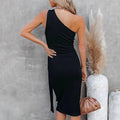 Ladies Solid One Shoulder Waist Tie Hip Wrap 2108 - SWEETKAMA