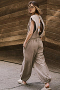 Ladies Solid Overalls Sleevess Backless Jumpsuit 897 - SWEETKAMA