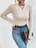 Ladies Solid Round Neck Tight Knit Top G1038 - SWEETKAMA