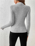 Ladies Solid Round Neck Tight Knit Top G1038 - SWEETKAMA