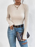 Ladies Solid Round Neck Tight Knit Top G1038 - SWEETKAMA