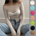 Ladies Solid See Through Cross Daily Top 21064 - SWEETKAMA