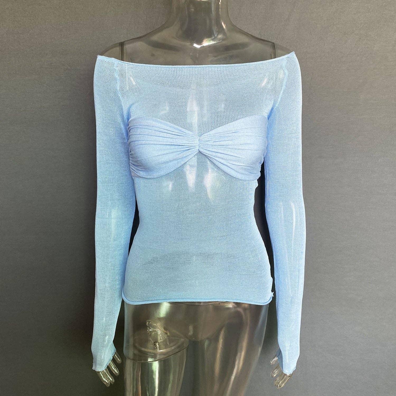 Ladies Solid See Through Cross Daily Top 21064 - SWEETKAMA